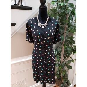 FOREVER 21 Women's Black Polka Dot Rayon Short Sleeve Button Down Shirt Size 2X